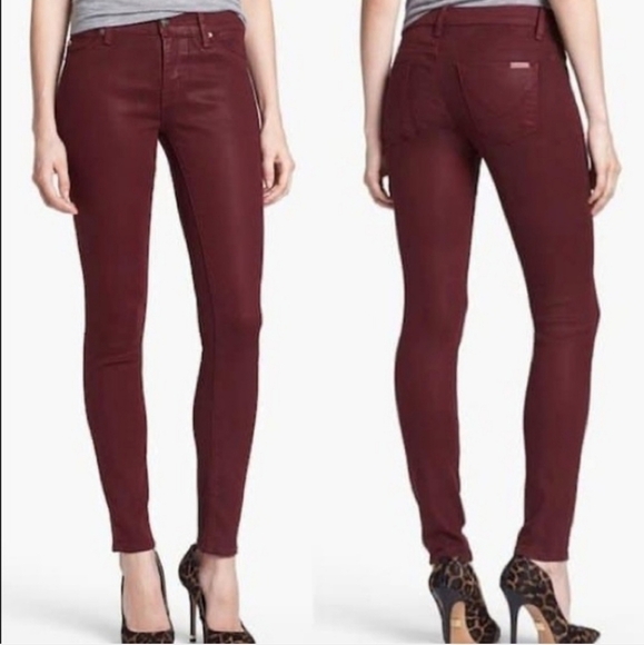 HUDSON Krista Super Skinny Jeans Coated Burgundy size 29 Inseam 30 Autumn Fashio - Picture 3 of 7